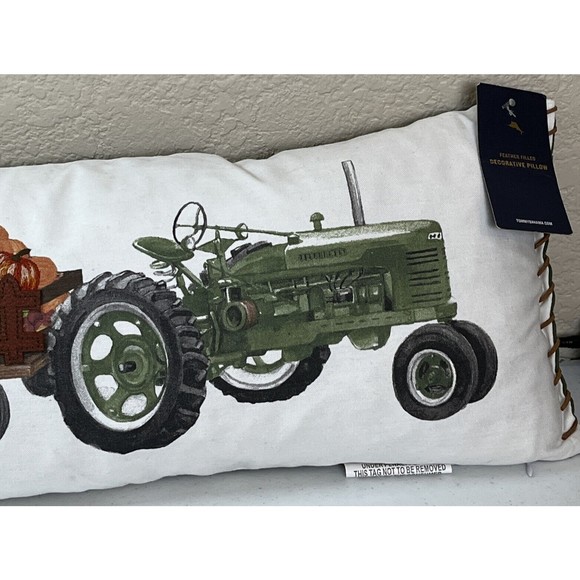 Tommy Bahama PUMPKINS Vintage TRACTOR WAGON Autumn Fall 24" Decorator Pillow New - Picture 3 of 10
